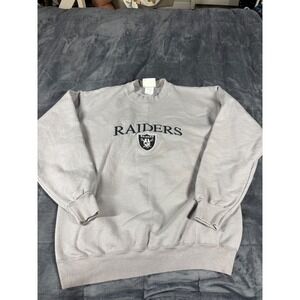 Vintage Hanes Raiders Sweatshirt Mens Medium Gray Crewneck Embroidered 90s NFL